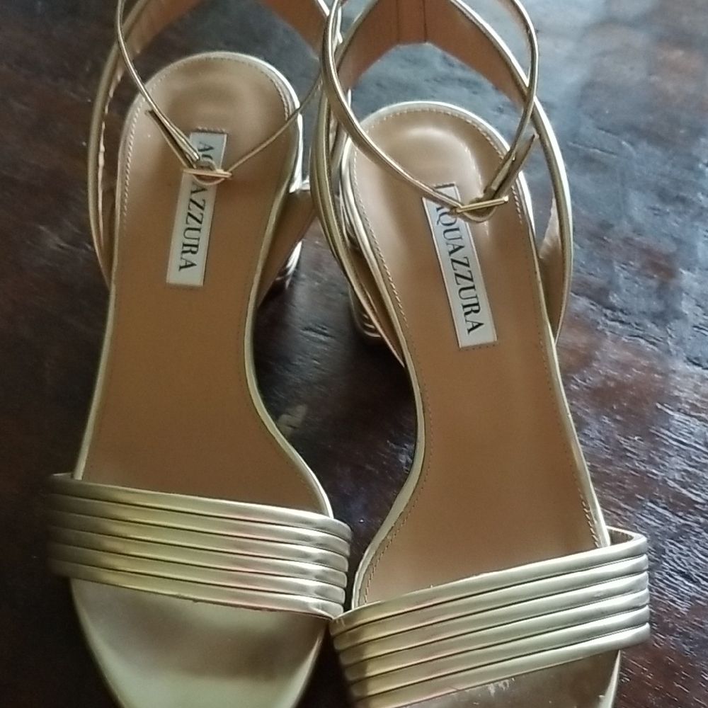 Aquazzura Gold Strappy Sandals for Versatile Elegance